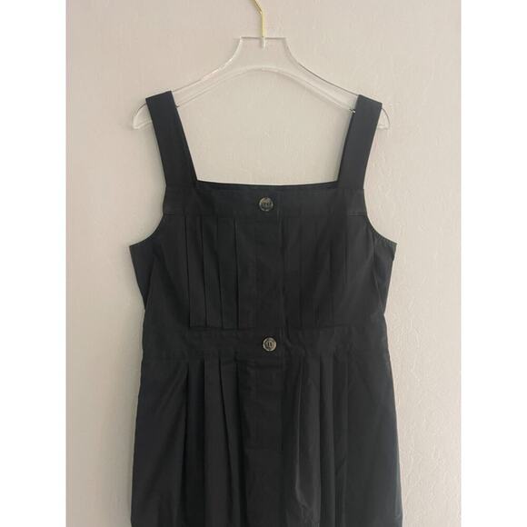 Theory 6 Dress Black Cottom Squareneck Mini Sleeveless Button Front Pleated - Picture 4 of 7